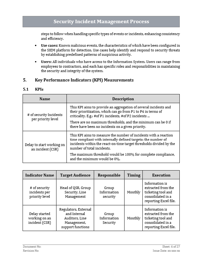 ISO 27001 - Security Incident Management Process Template