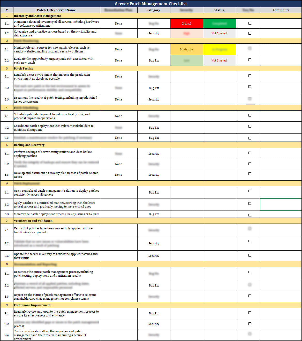 ISO 27001 - Server Patch Management Checklist Template