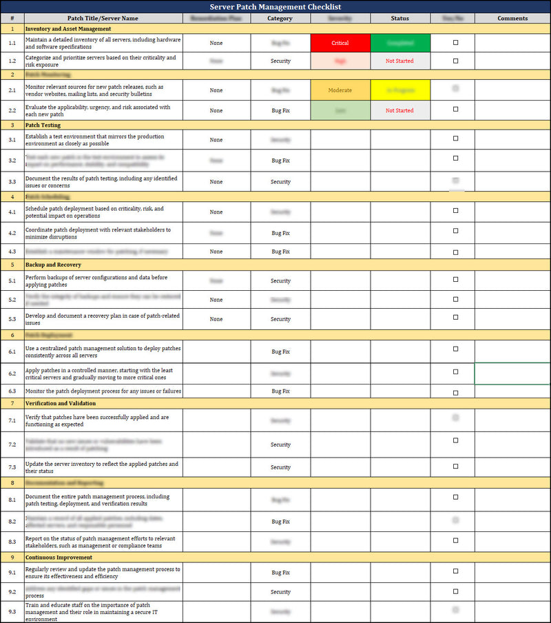 ISO 27001:2022 - Server Patch Management Checklist Template