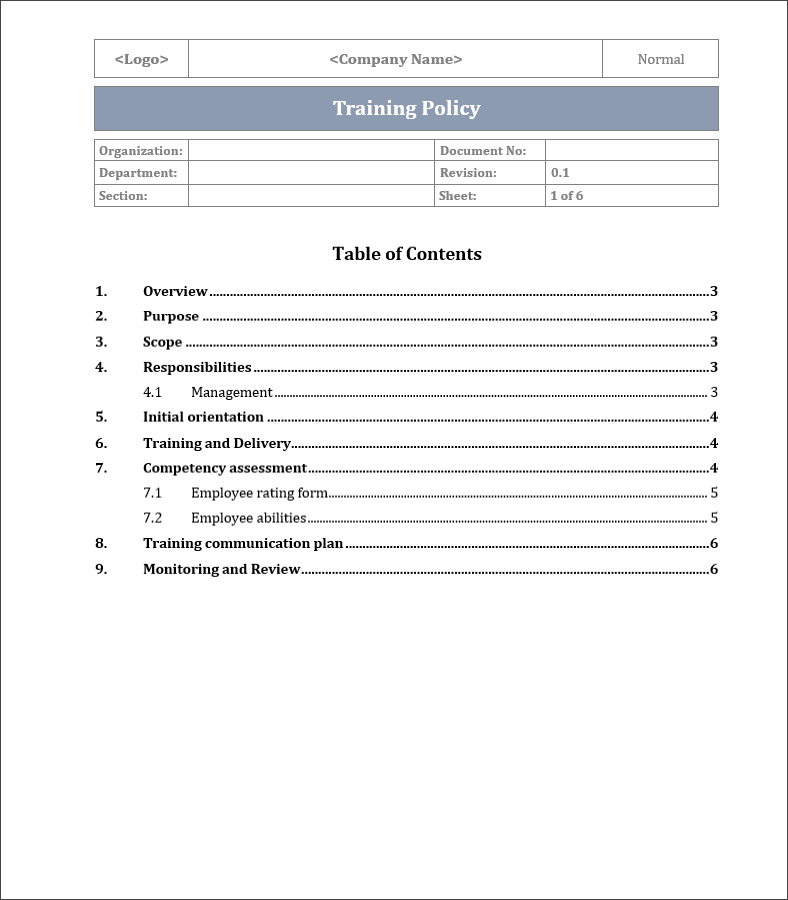 Training Standard Document ISO 9001 Training And Competency Template – ISO Templates and Documents ...