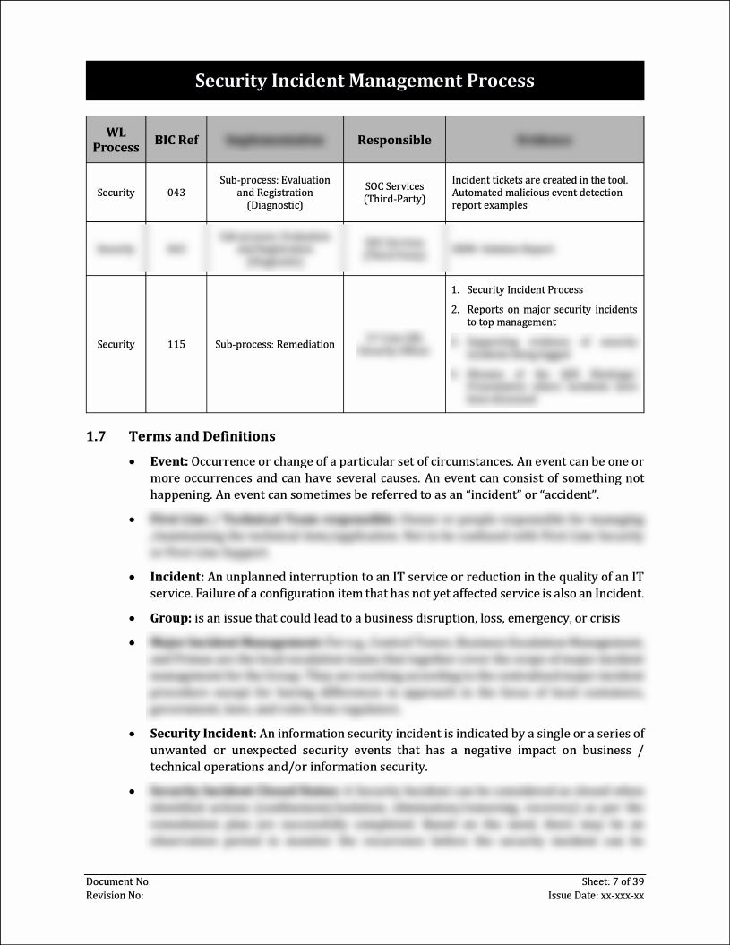 ISO 27001:2022-Security Incident Management Process Template