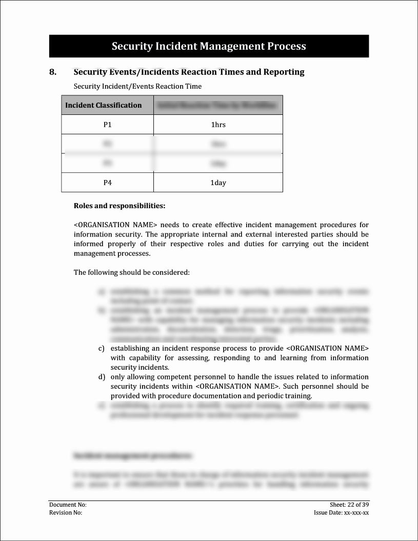 ISO 27001:2022-Security Incident Management Process Template