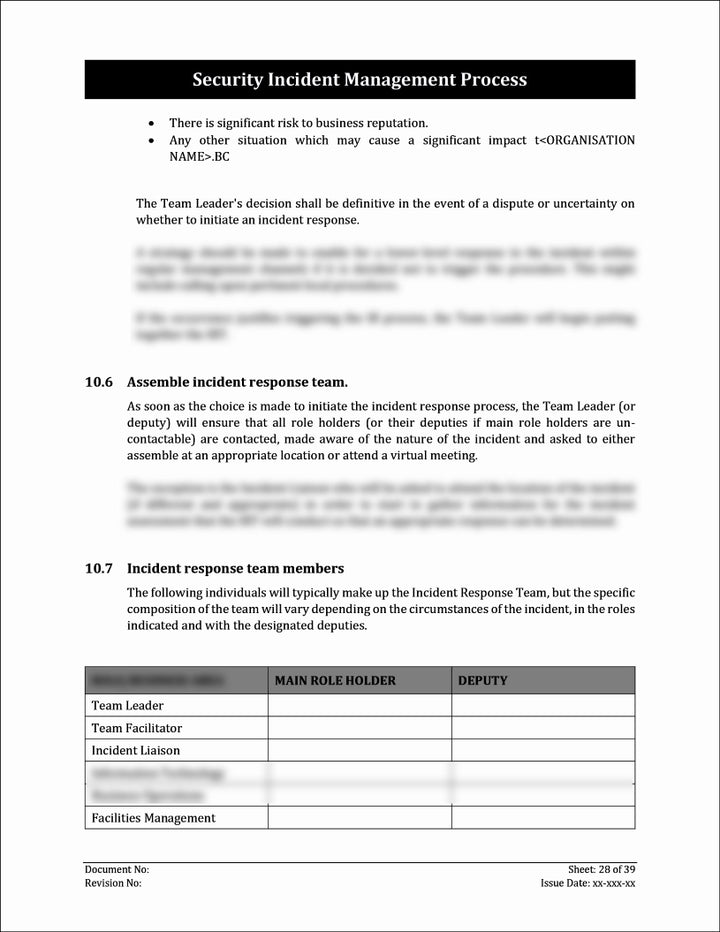 ISO 27001:2022-Security Incident Management Process Template