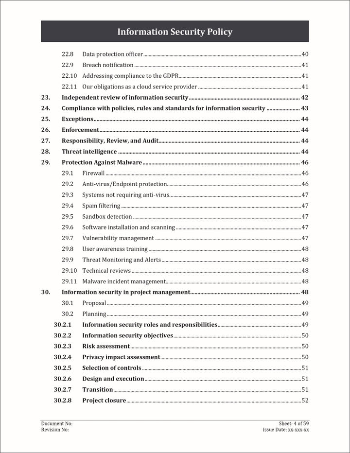 ISO 27001:2022 - Information Security Policy Template