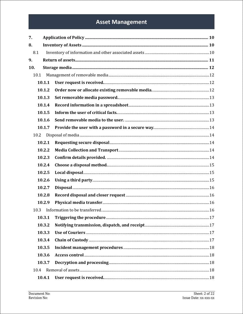 ISO 27001:2022 - Asset Management Policy Template