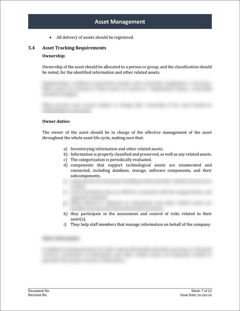 ISO 27001:2022 - Asset Management Policy Template