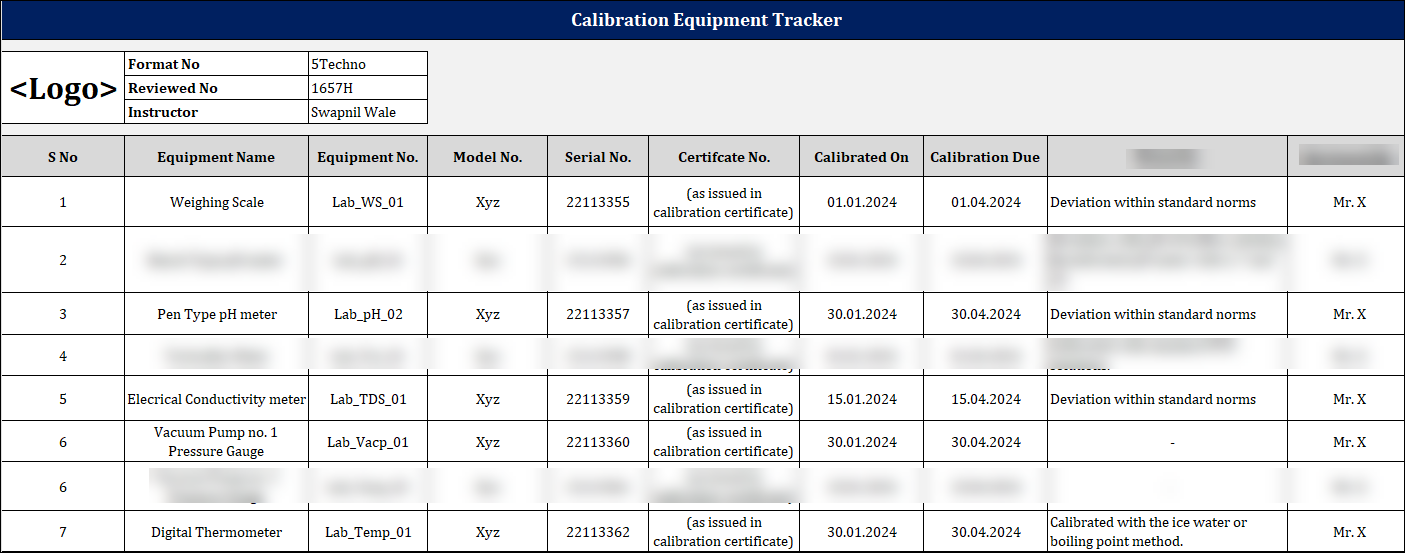 IMS Calibration Equipment Tracker Template | ISO 9001 Calibration Register (Editable Excel)