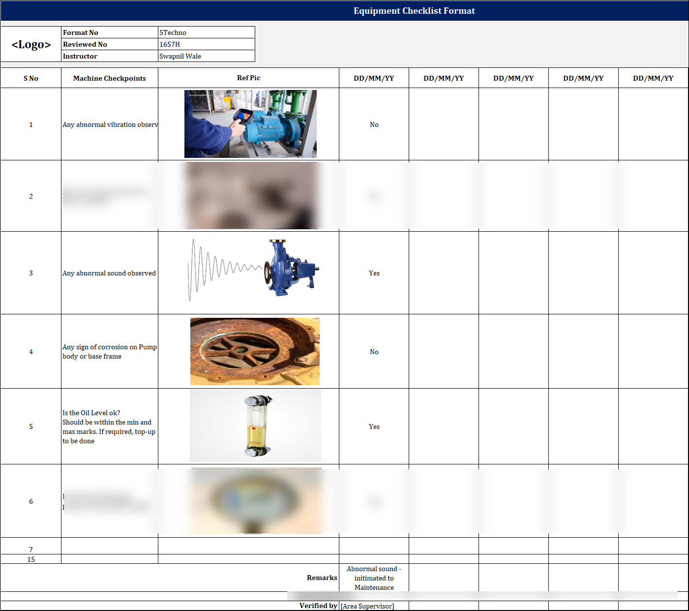 IMS Equipment Checklist Format in Excel | ISO Compliant Inspection Tem ...