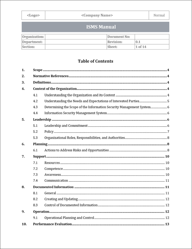 ISMS Manual - 27001:2022 – ISO Templates and Documents Download