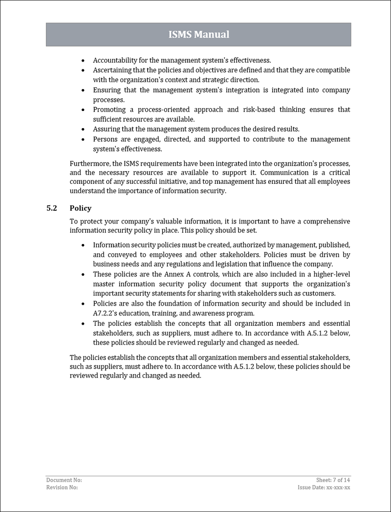 ISMS Manual - 27001:2022 – ISO Templates and Documents Download
