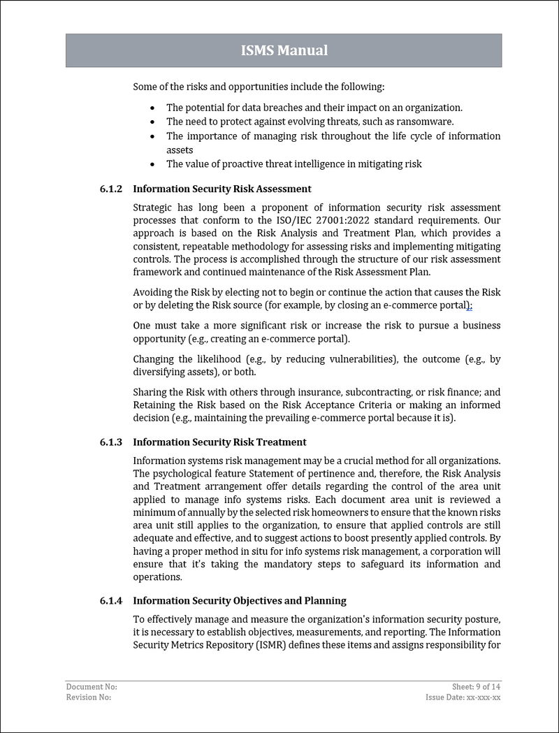 ISMS Manual - 27001:2022 – ISO Templates and Documents Download