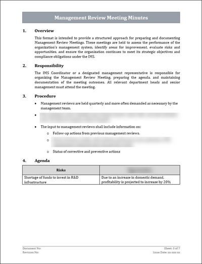 IMS Management Review Meeting Minutes Template – ISO (Word-Editable ...