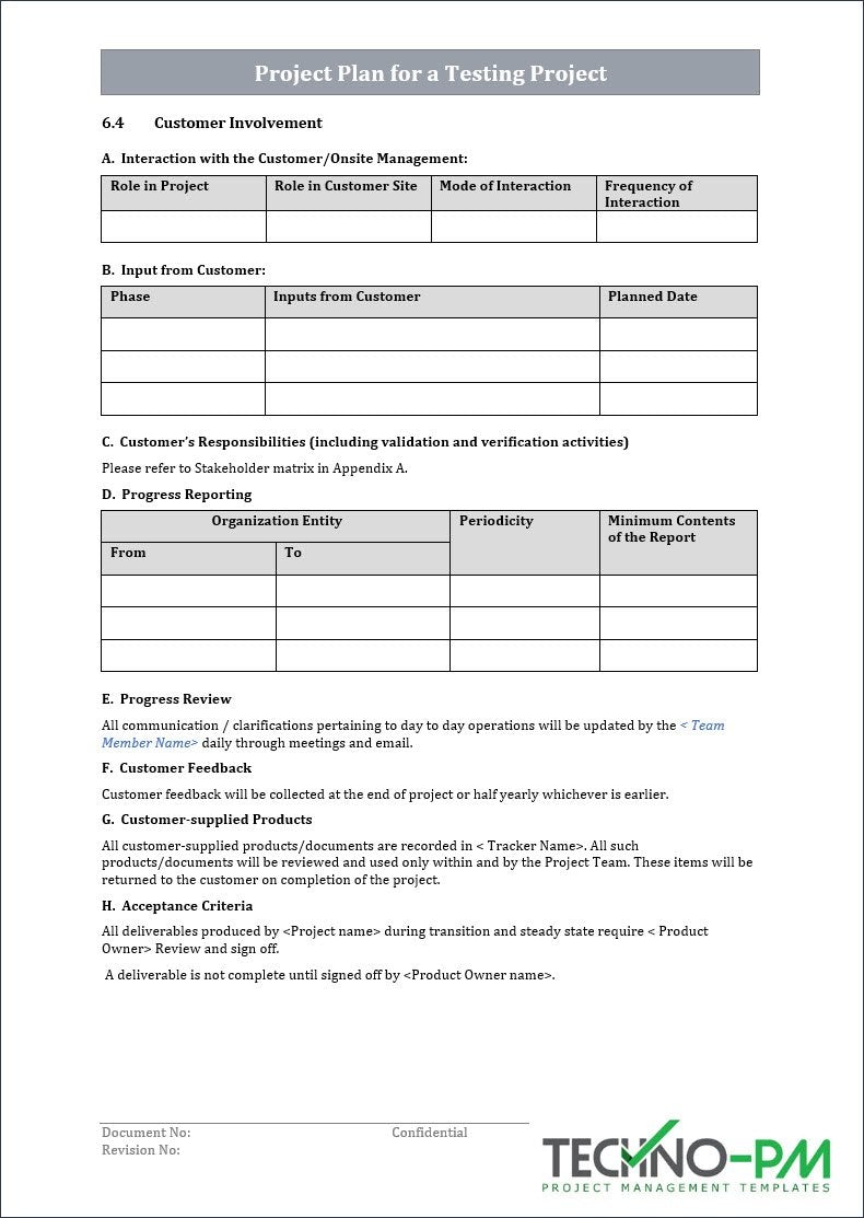 Project Plan for a Testing Project