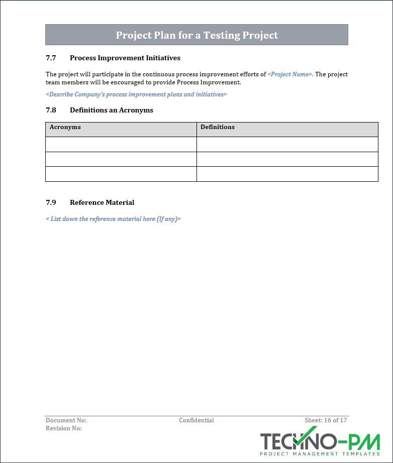 Project Plan for a Testing Project