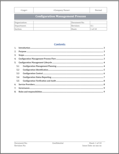 ISO 20000 Configuration Management Process Template