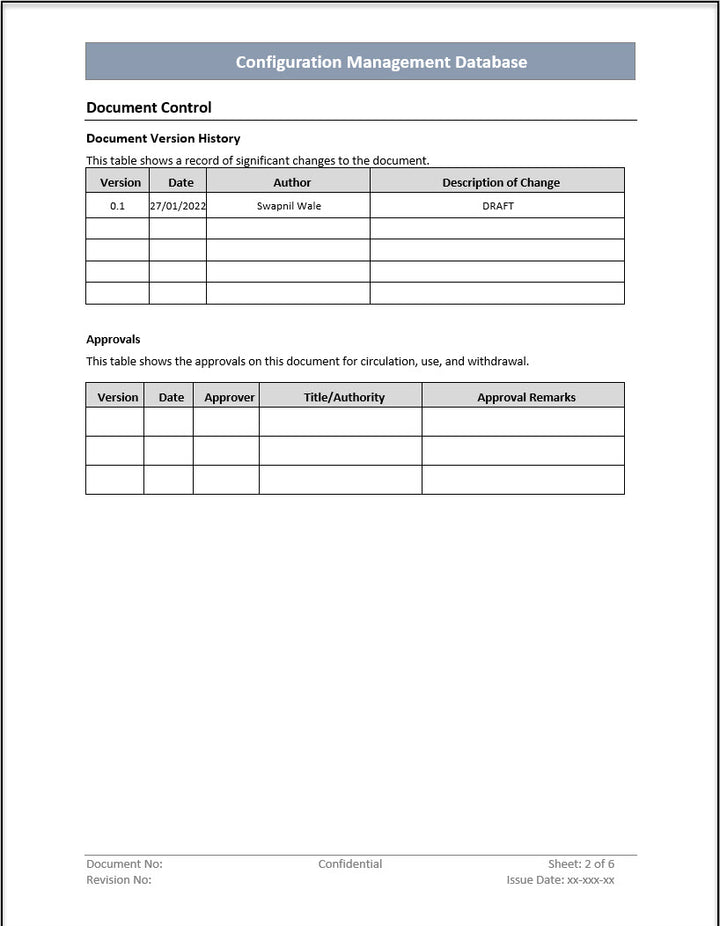 ISO 20000 Configuration Management Database Template