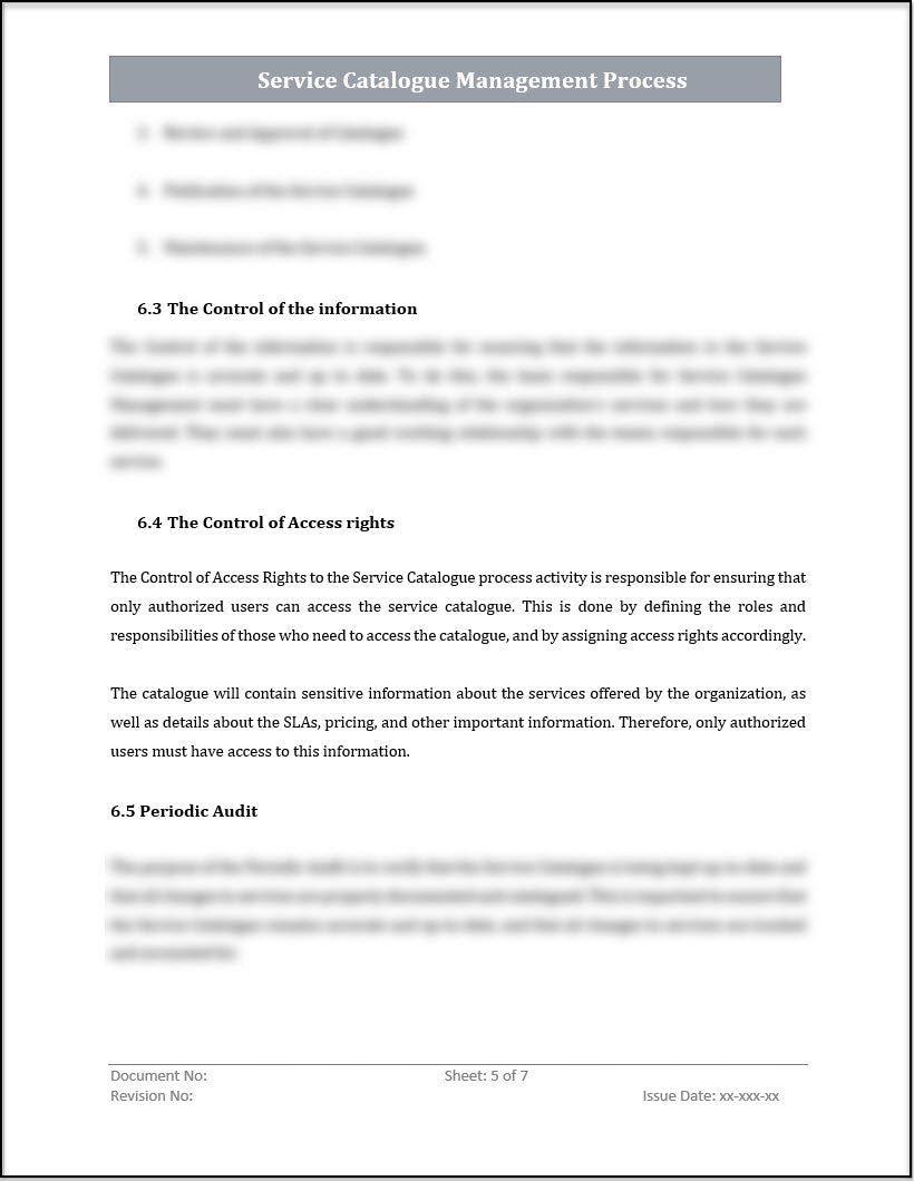 ISO 20000 Service Catalog Management Process Template ISO Templates