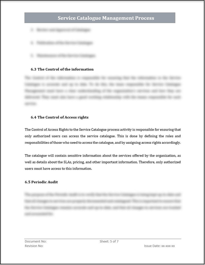 ISO 20000 Service Catalog Management Process Template
