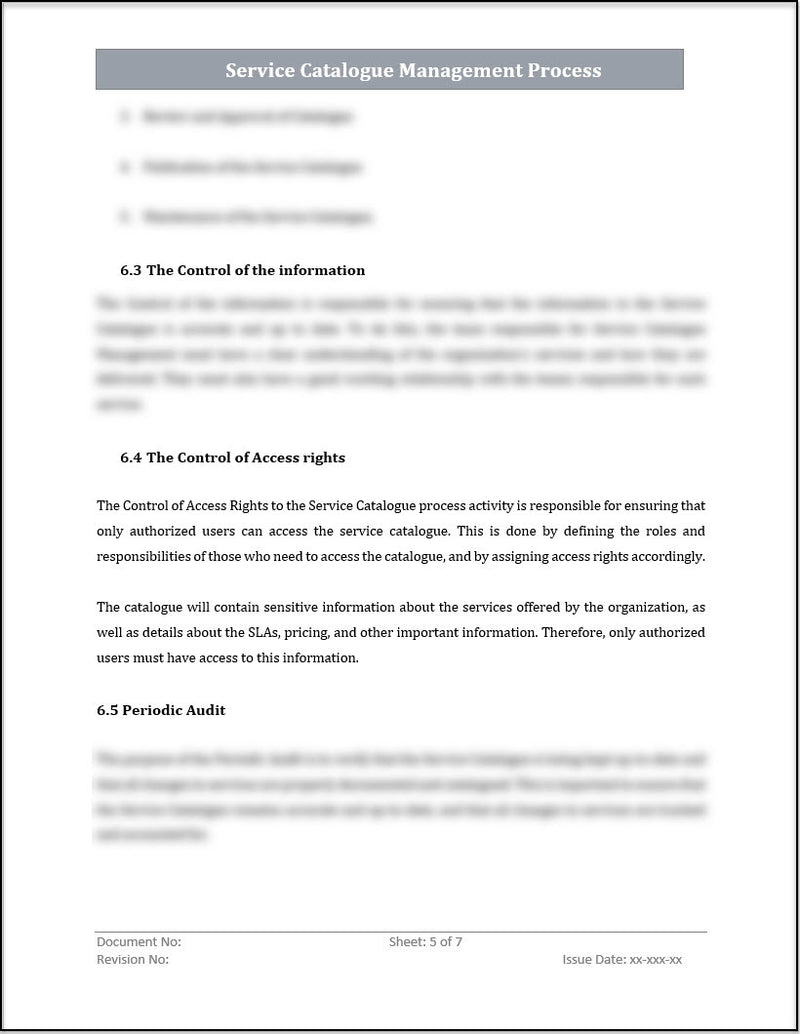 ISO 20000 Service Catalog Management Process Template ISO Templates