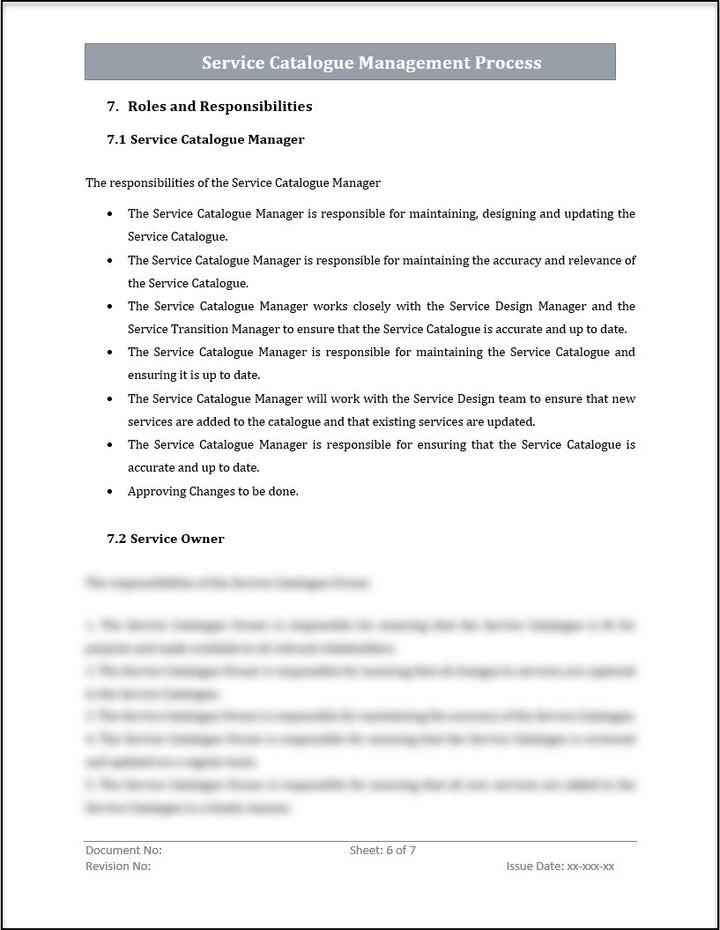 ISO 20000 Service Catalog Management Process Template