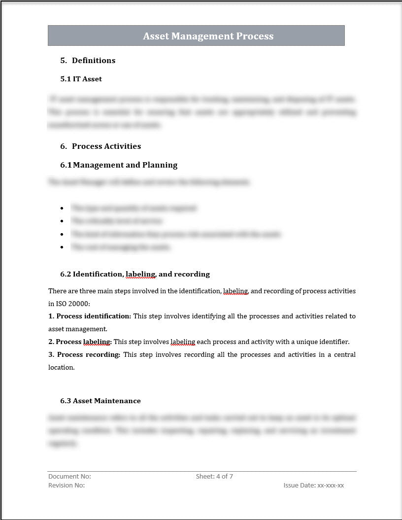 ISO 20000 Asset management Process Template ISO Templates and ISO 20000 Asset management Process Template ISO Templates and