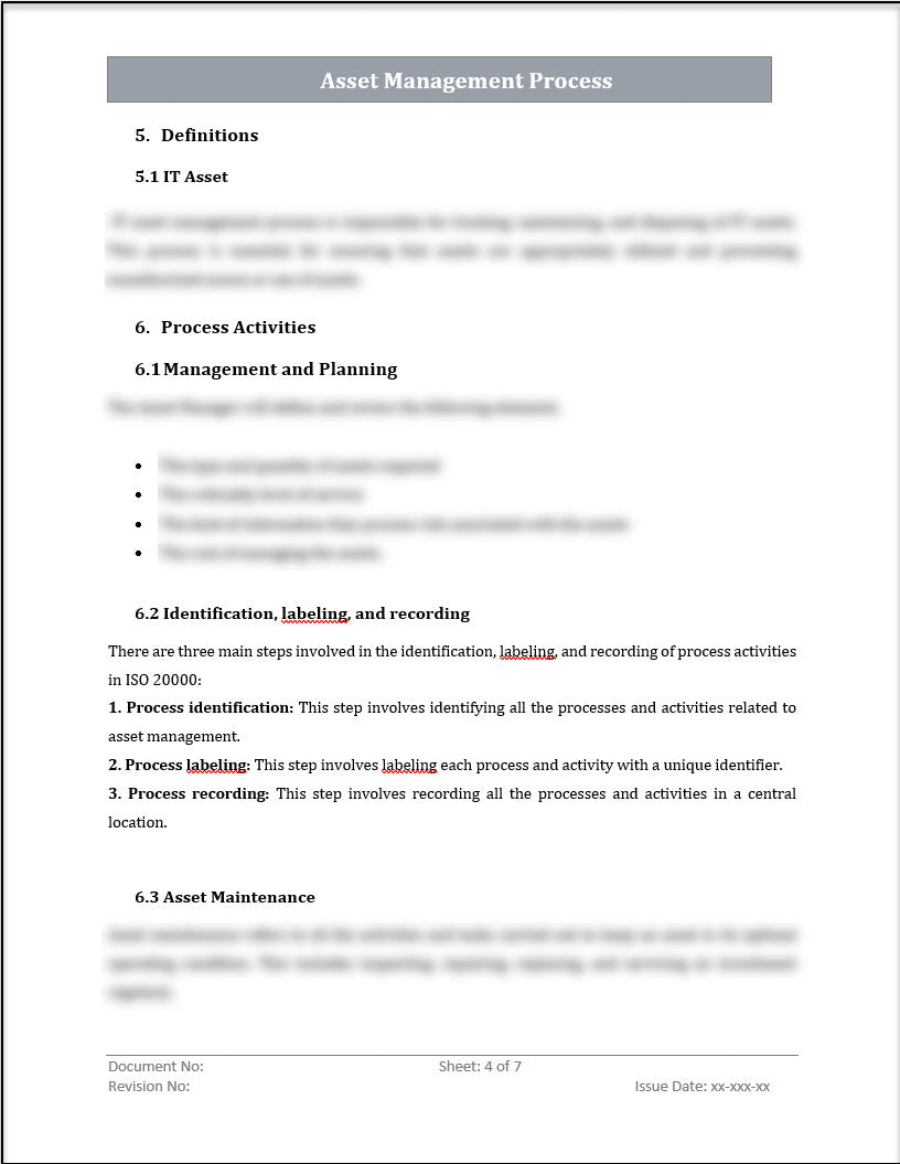 ISO 20000 Asset management Process Template