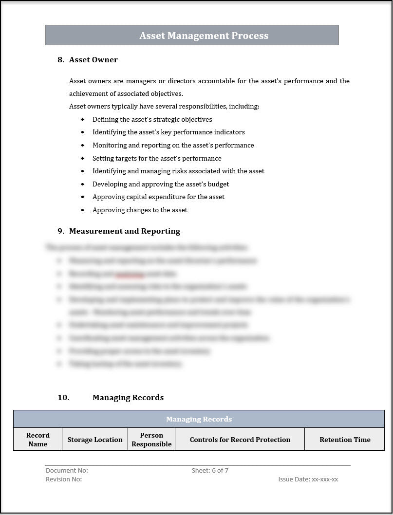 ISO 20000 Asset management Process Template