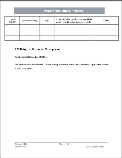 ISO 20000 Asset management Process Template