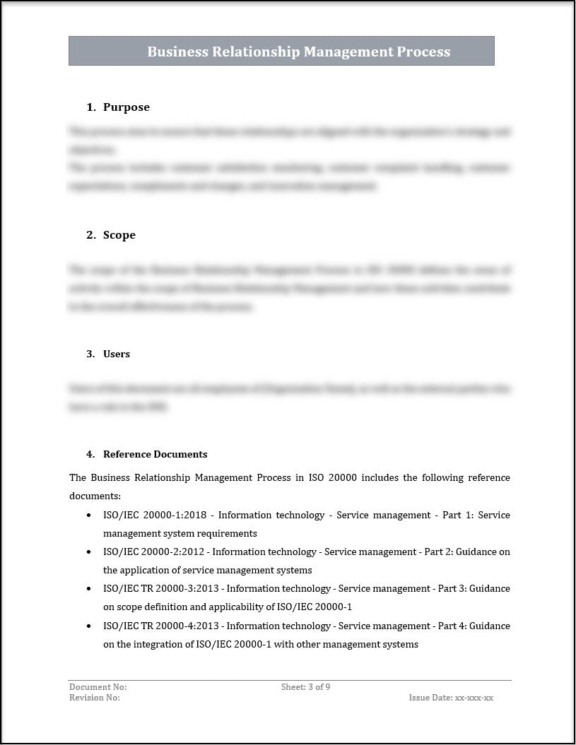 ISO 20000 Business Relationship Management Process Template