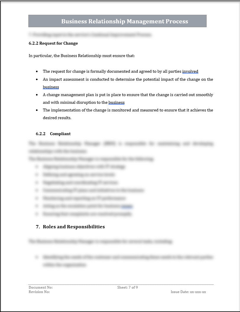 ISO 20000 Business Relationship Management Process Template