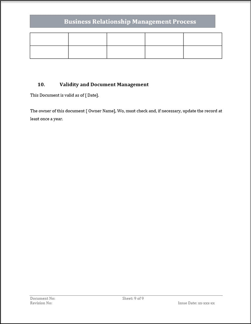 ISO 20000 Business Relationship Management Process Template