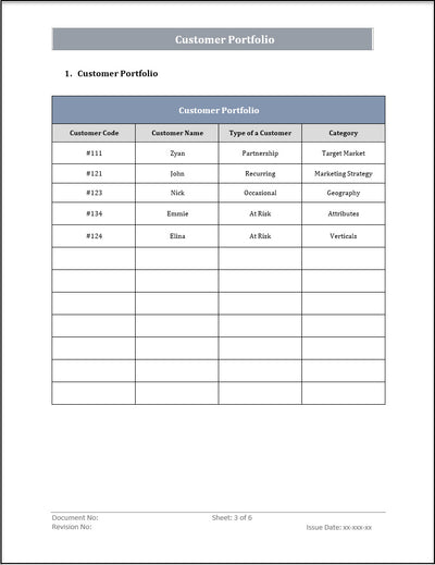 ISO 20000 Customer Portfolio Template
