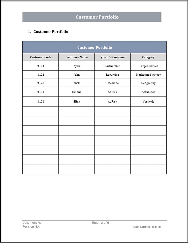 ISO 20000 Customer Portfolio Template