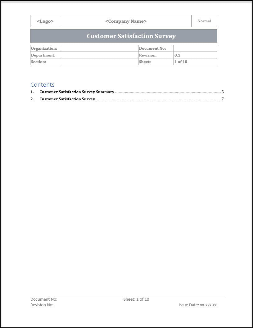 ISO 20000 Customer Satisfaction Survey Template