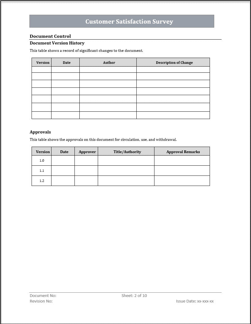 ISO 20000 Customer Satisfaction Survey Template