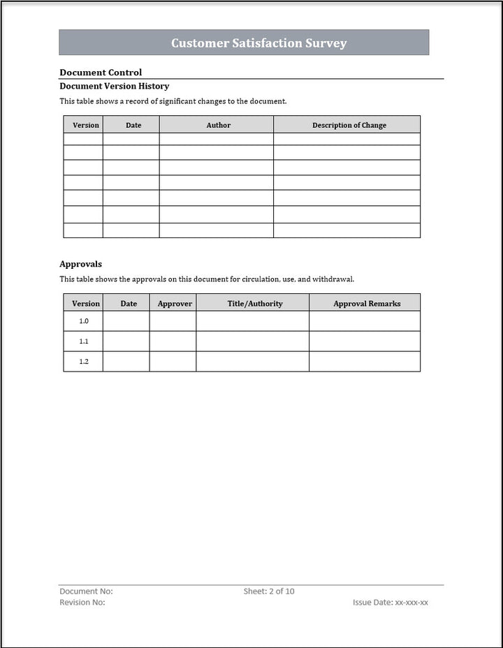 ISO 20000 Customer Satisfaction Survey Template