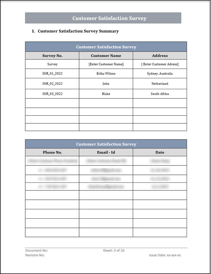 ISO 20000 Customer Satisfaction Survey Template