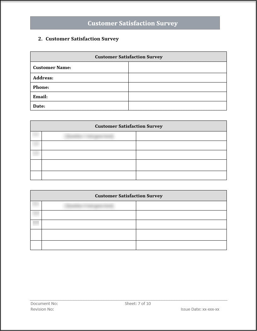 ISO 20000 Customer Satisfaction Survey Template