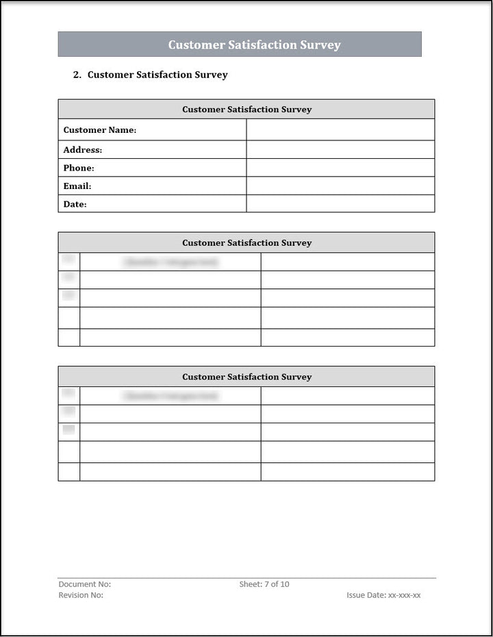 ISO 20000 Customer Satisfaction Survey Template