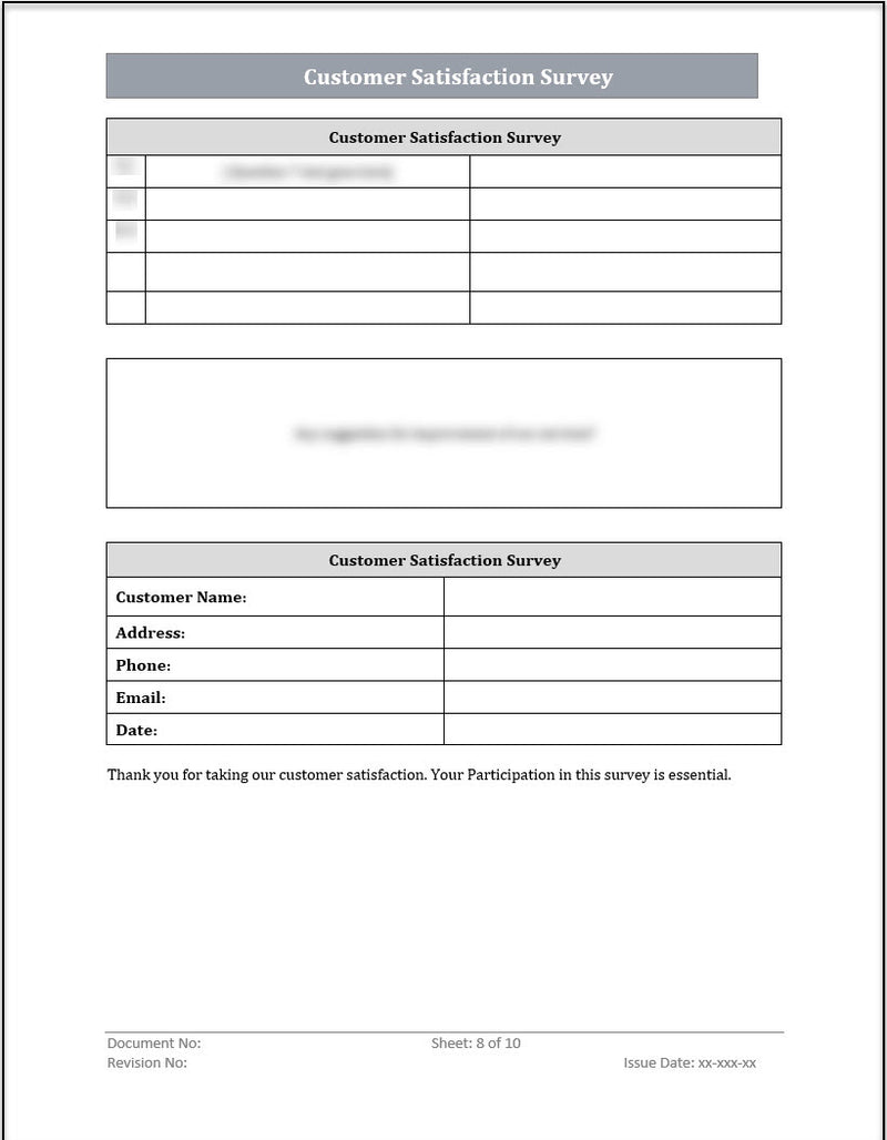 ISO 20000 Customer Satisfaction Survey Template