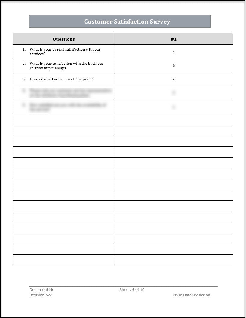 ISO 20000 Customer Satisfaction Survey Template