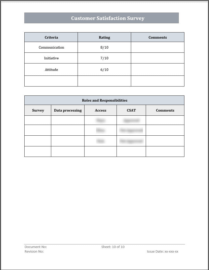 ISO 20000 Customer Satisfaction Survey Template