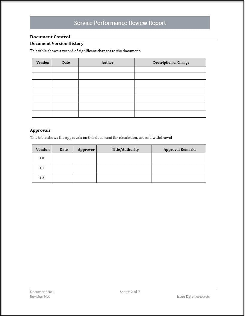 ISO 20000 Service Performance Review Report Template