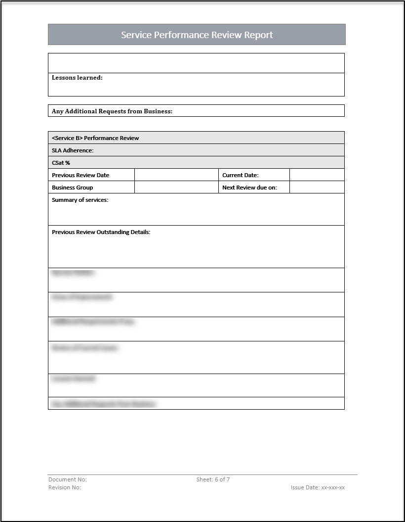 ISO 20000 Service Performance Review Report Template