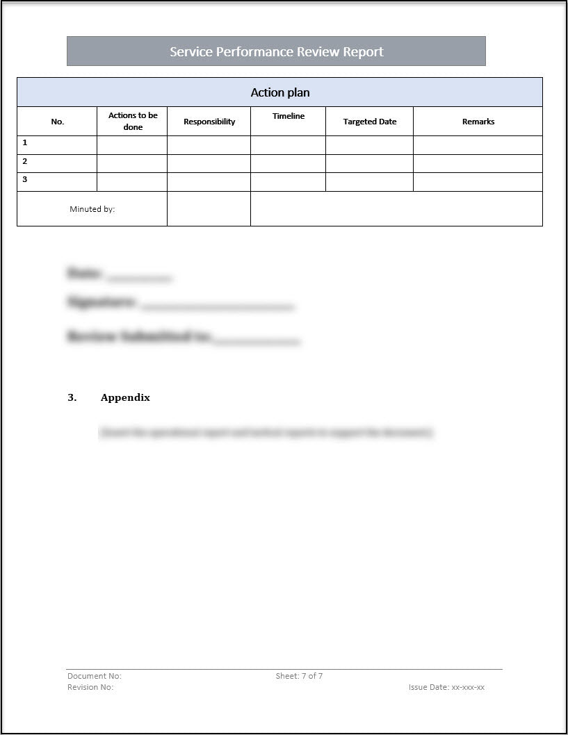 ISO 20000 Service Performance Review Report Template