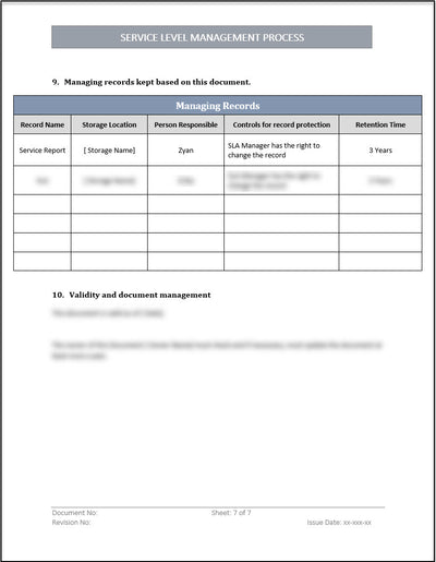 ISO 20000 Service Level Management Process Template
