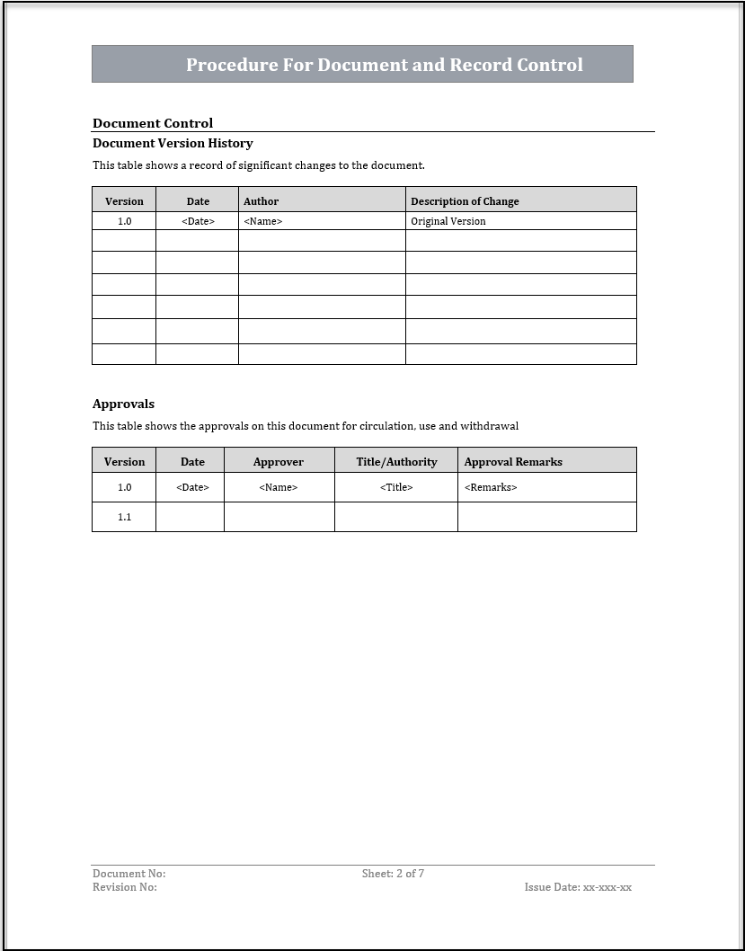 ISO 20000 Procedure for Document and Record Control Template