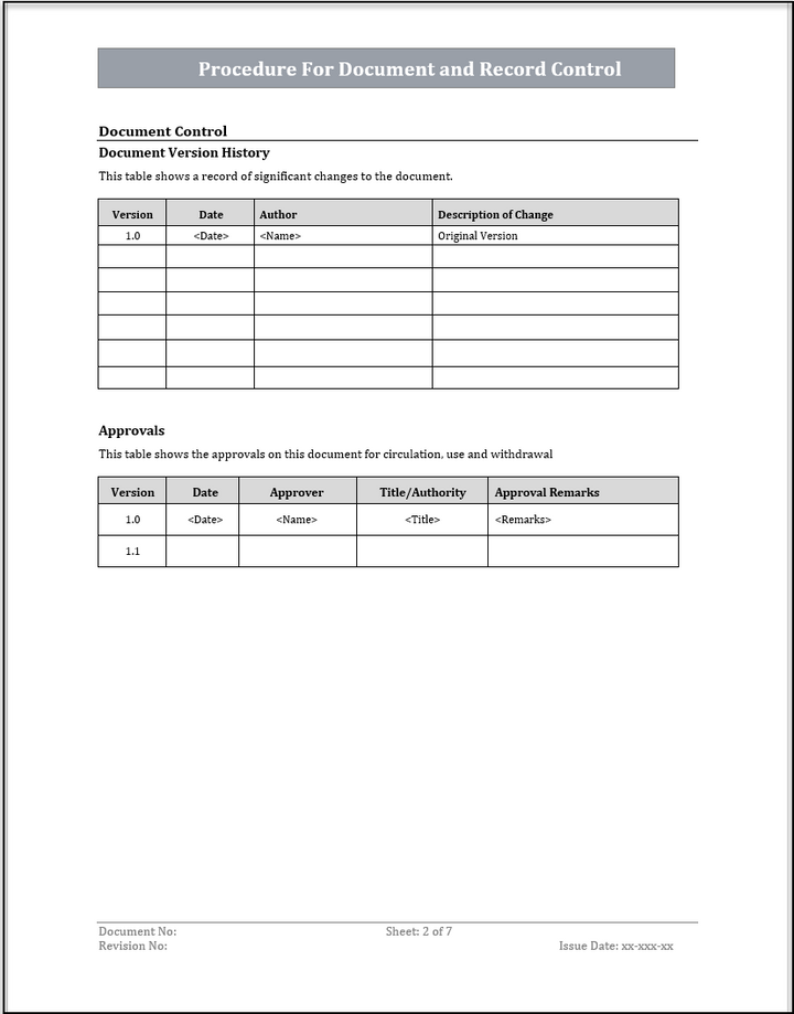 ISO 20000 Procedure for Document and Record Control Template