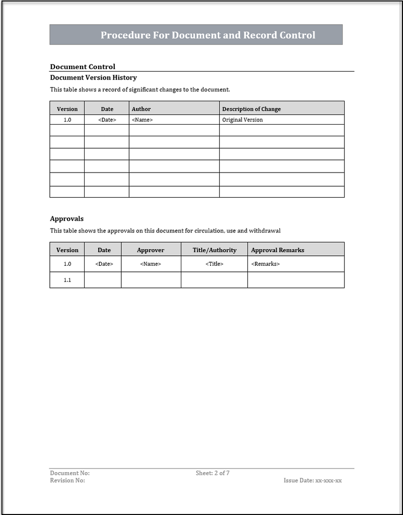 ISO 20000 Procedure for Document and Record Control Template