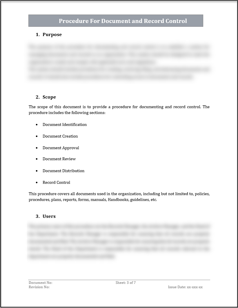 ISO 20000 Procedure for Document and Record Control Template